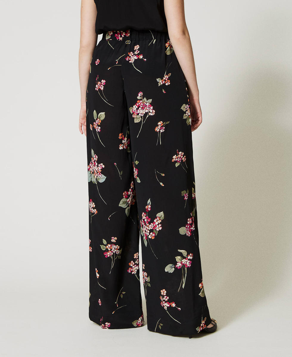 Floral cr&ecirc;pe palazzo trousers