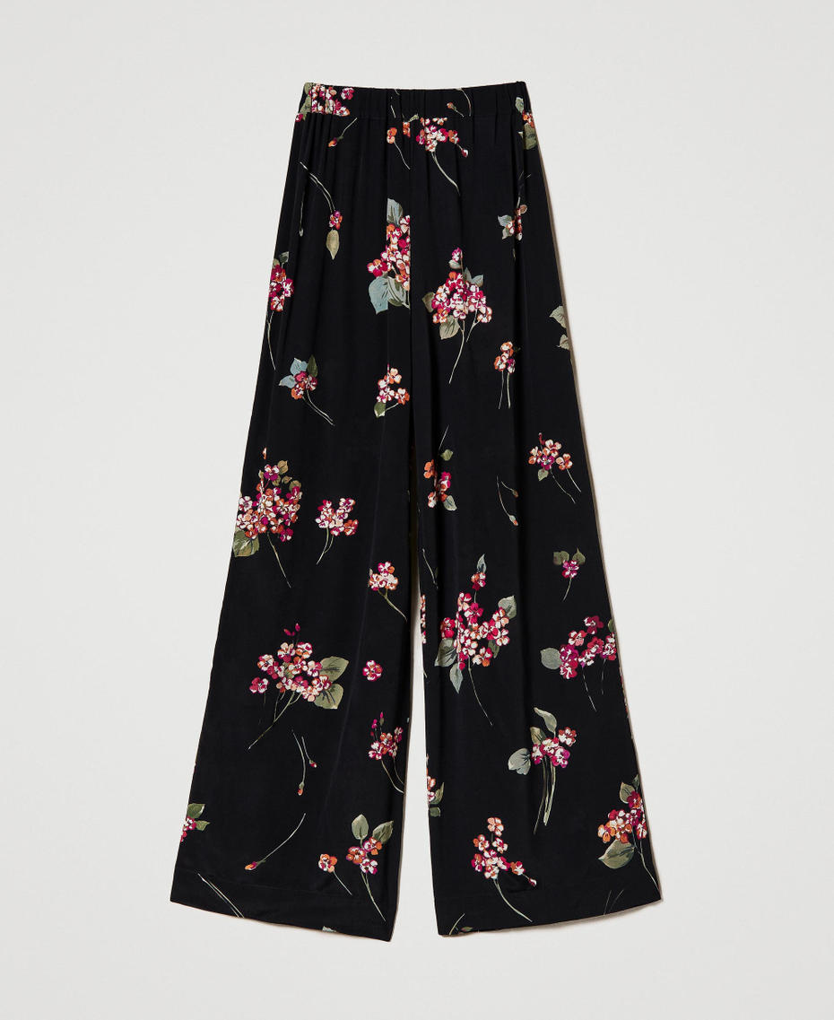 Floral cr&ecirc;pe palazzo trousers