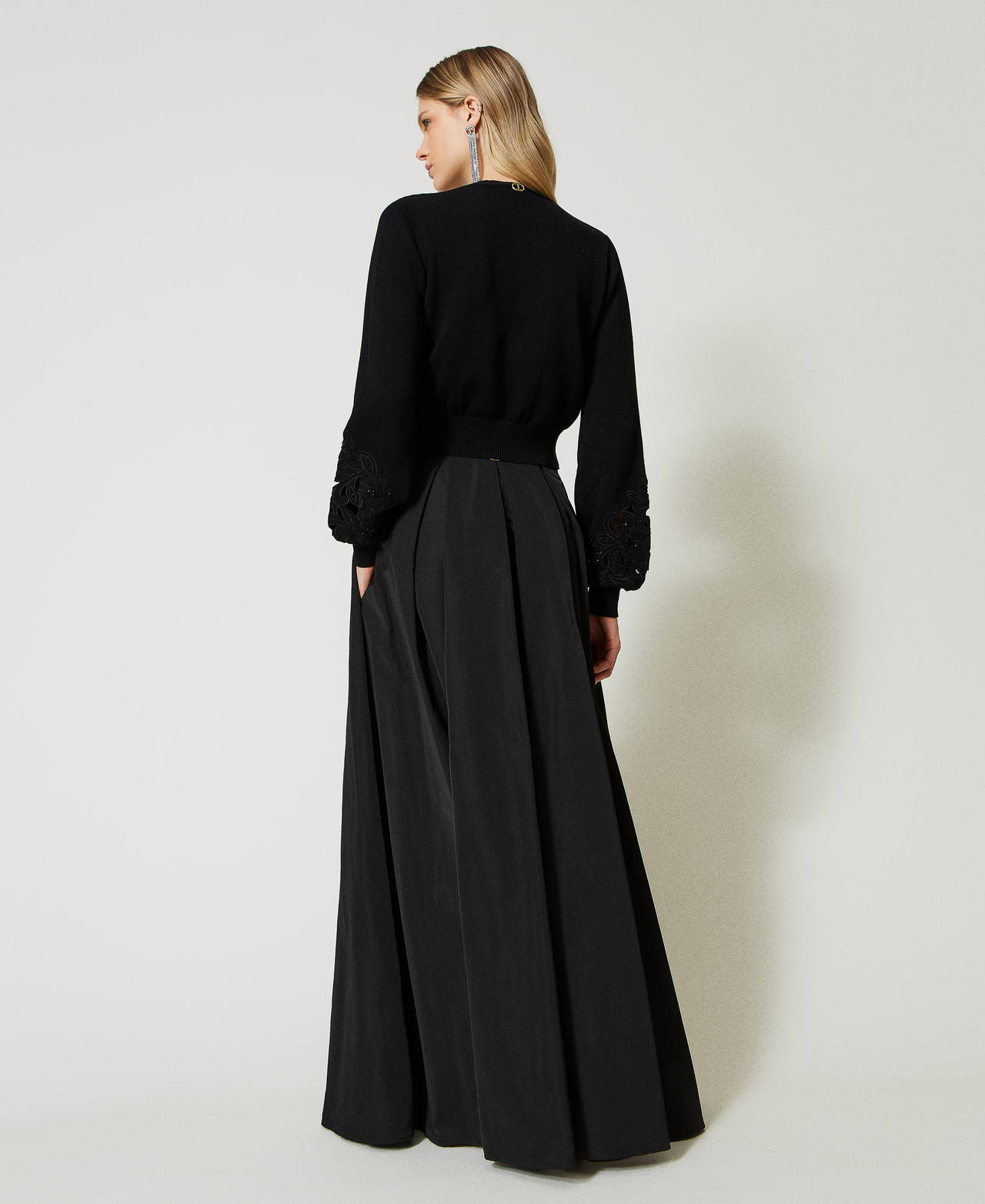 Gonna lunga in taffetà Donna, Nero | TWINSET Milano