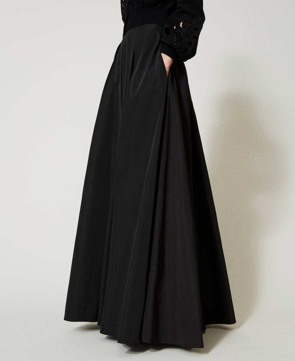 Long black taffeta evening skirt on sale