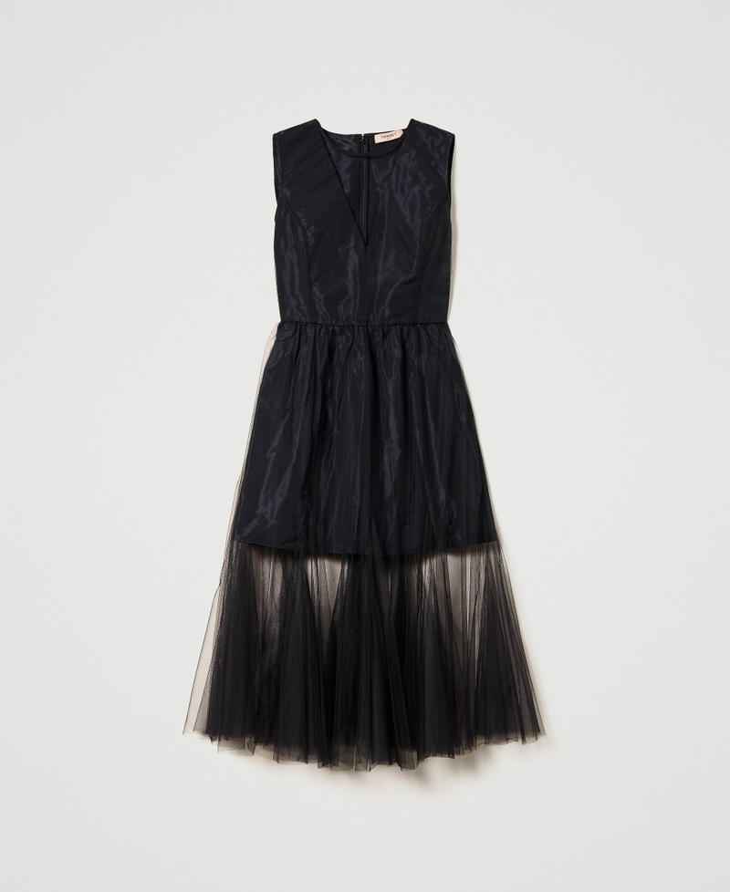 Robe mi-longue en taffetas et tulle