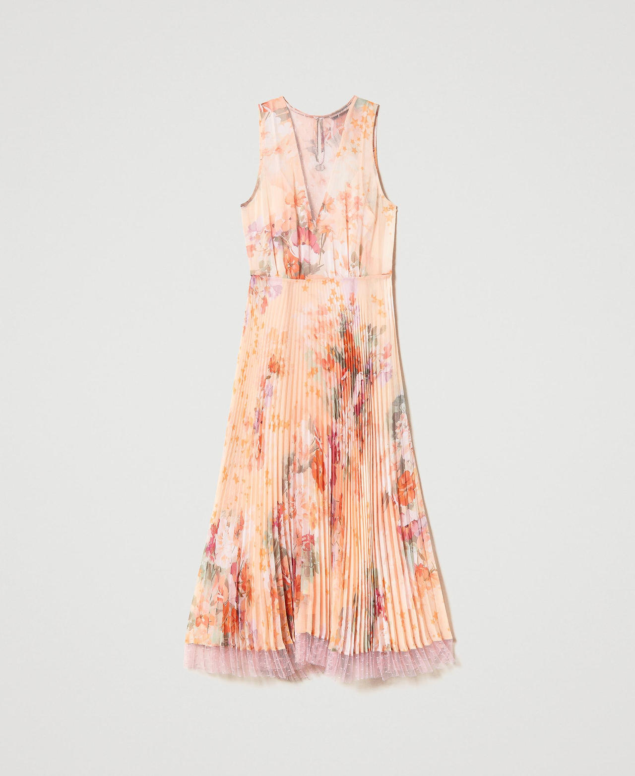 Robe mi-longue en crépon plissé