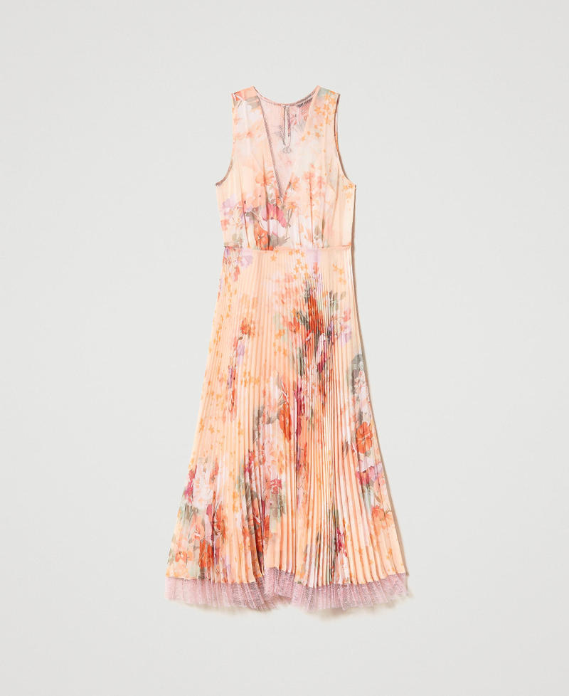 Robe mi-longue en crépon plissé