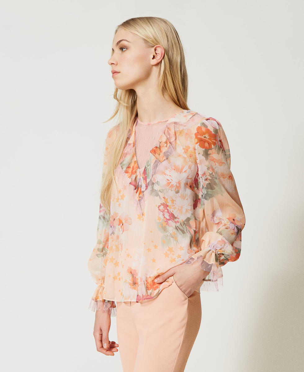 Bluse aus bedrucktem Krepon