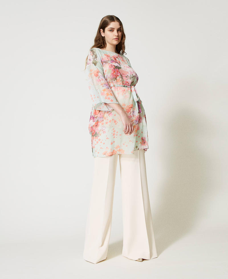 Creponne tunic dress Azalea Flower / Agave Green Print Woman 231TP2736_10539_01