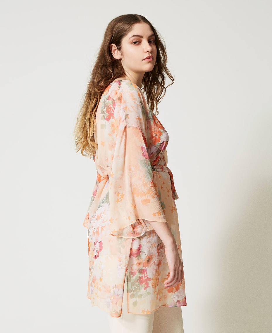 Creponne tunic dress Lilac Flower / Orange Print Woman 231TP2736_10540_03