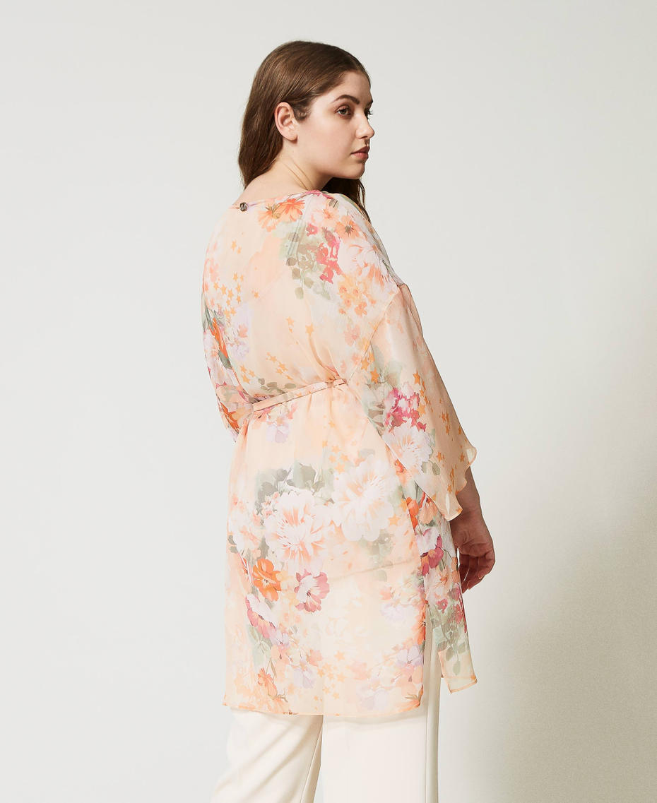 Robe tunique en crépon Imprimé Fleur Lilas/Orange Femme 231TP2736-04