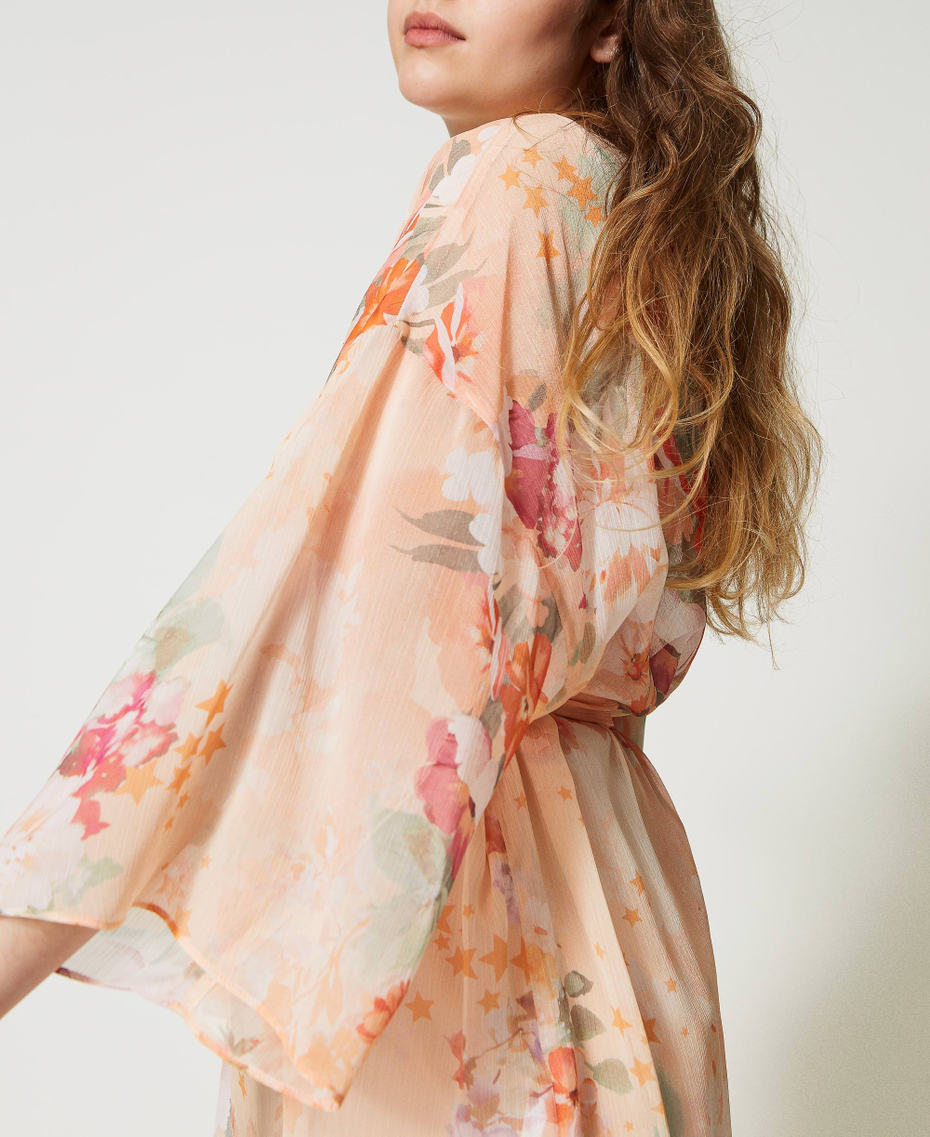 Robe tunique en crépon Imprimé Fleur Lilas/Orange Femme 231TP2736-05