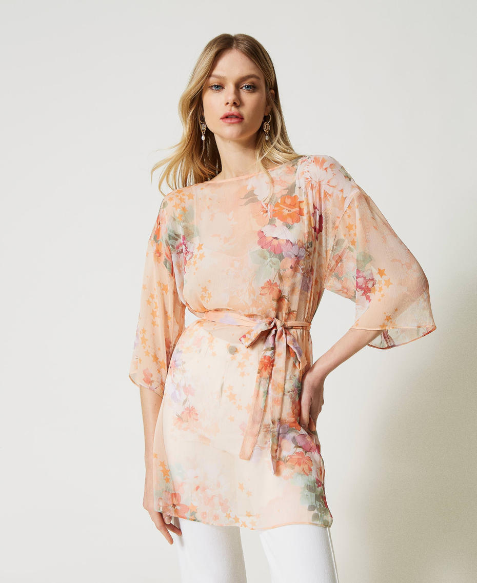 Creponne tunic dress Lilac Flower / Orange Print Woman 231TP2736-0T