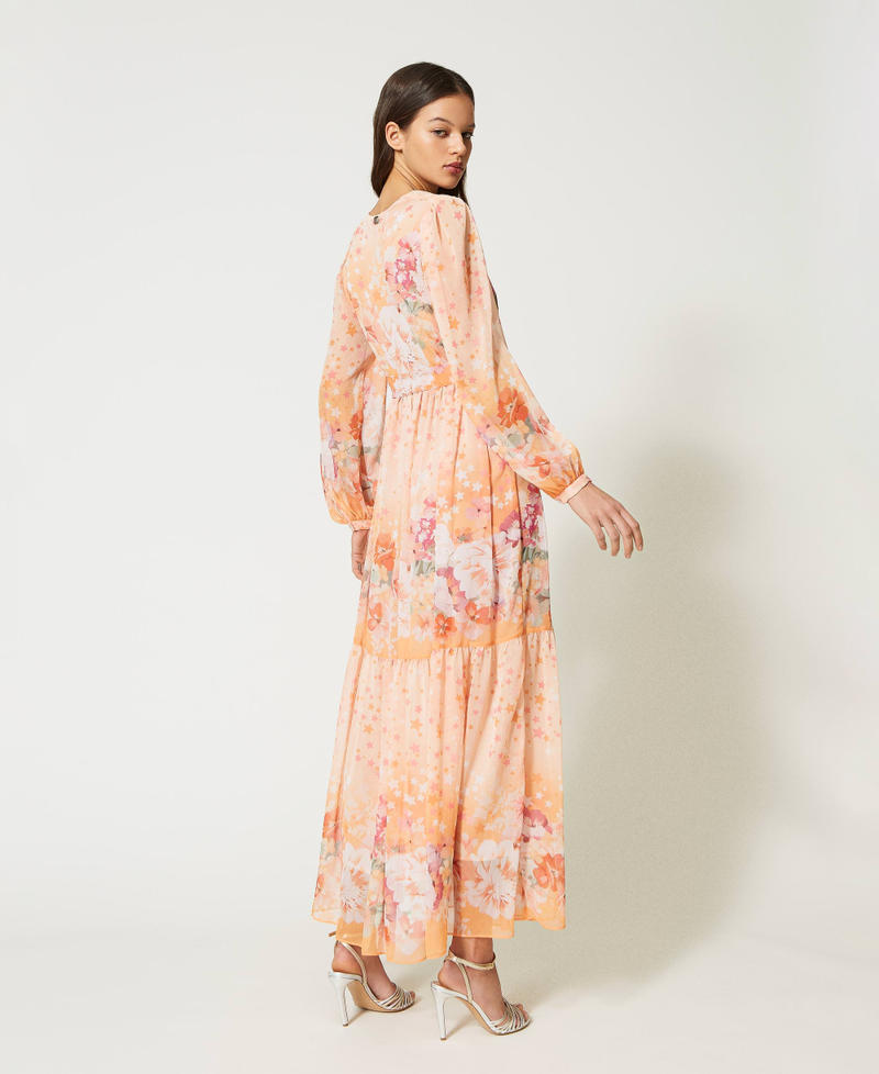 Robe longue en crépon Imprimé Étoiles Lilas/Orange Femme 231TP2738-04