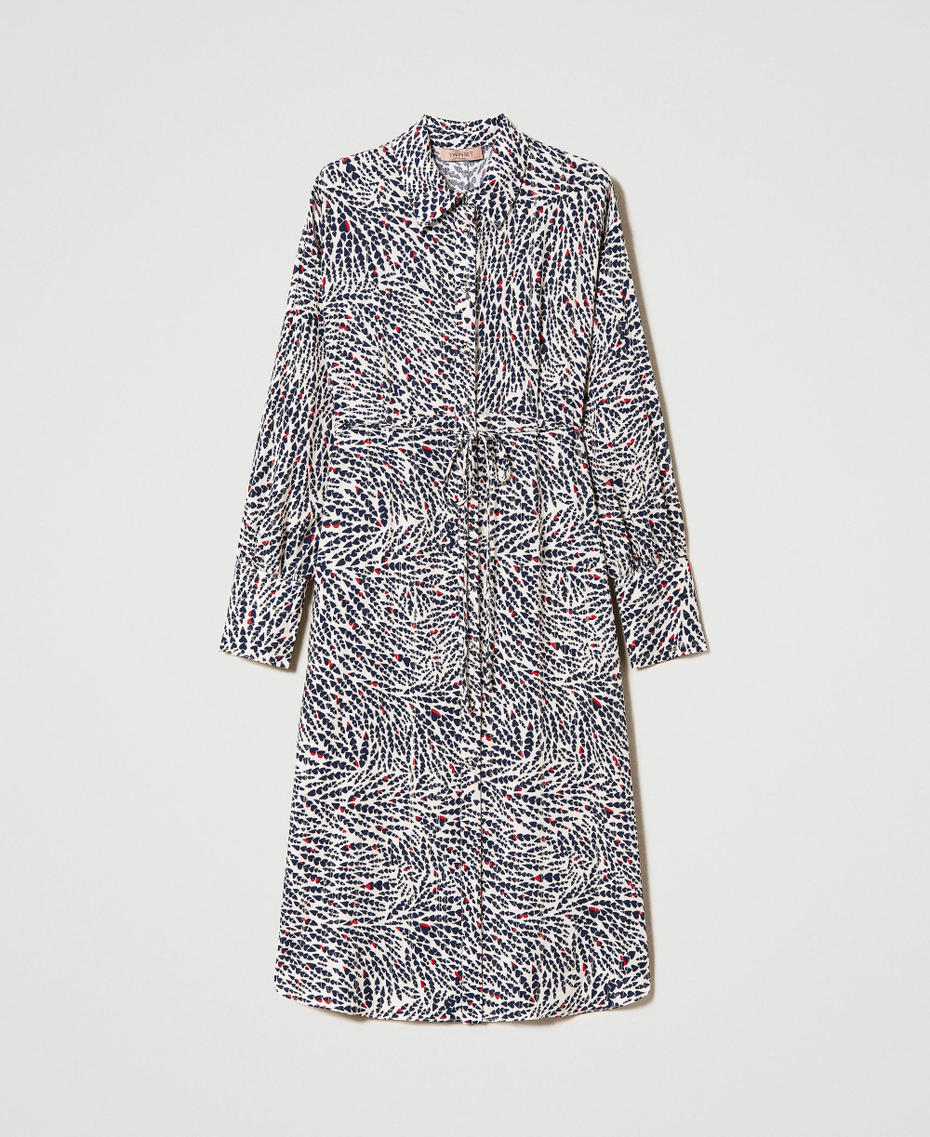Cr&ecirc;pe shirt dress with heart motif