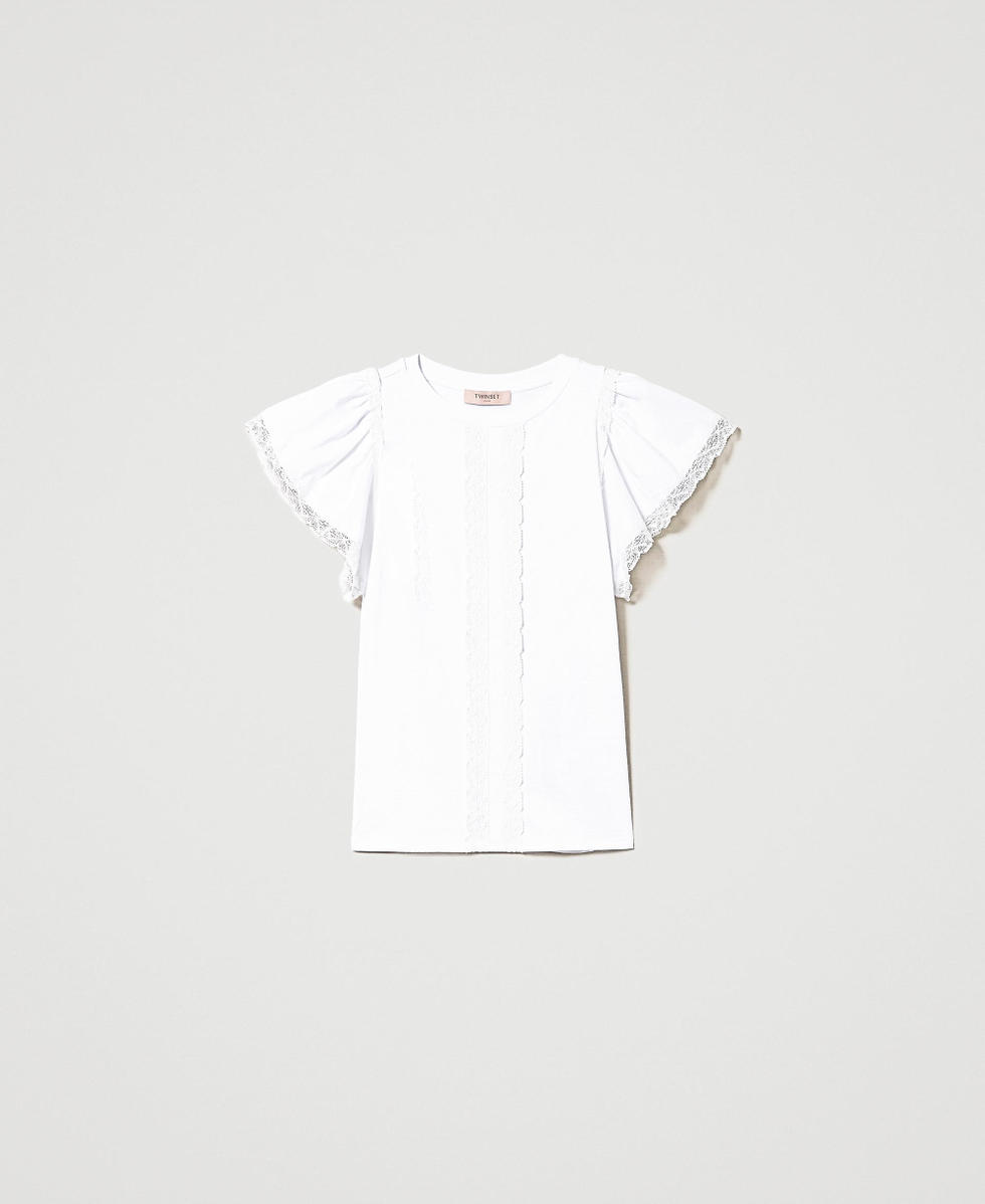 T-shirt avec bande en dentelle