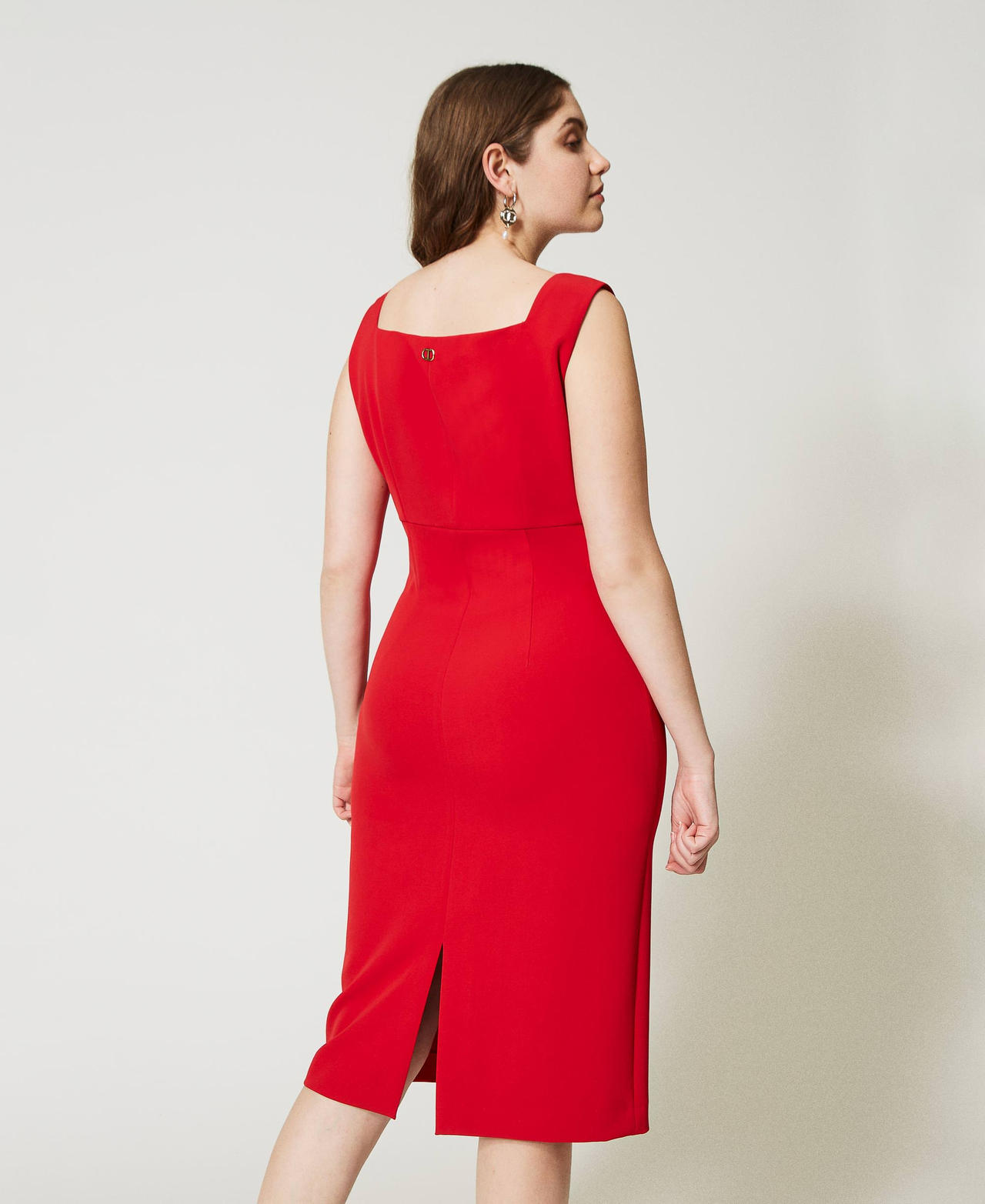 Crêpe cady fitted dress Poppy Red Woman 231TP2771_00456_03
