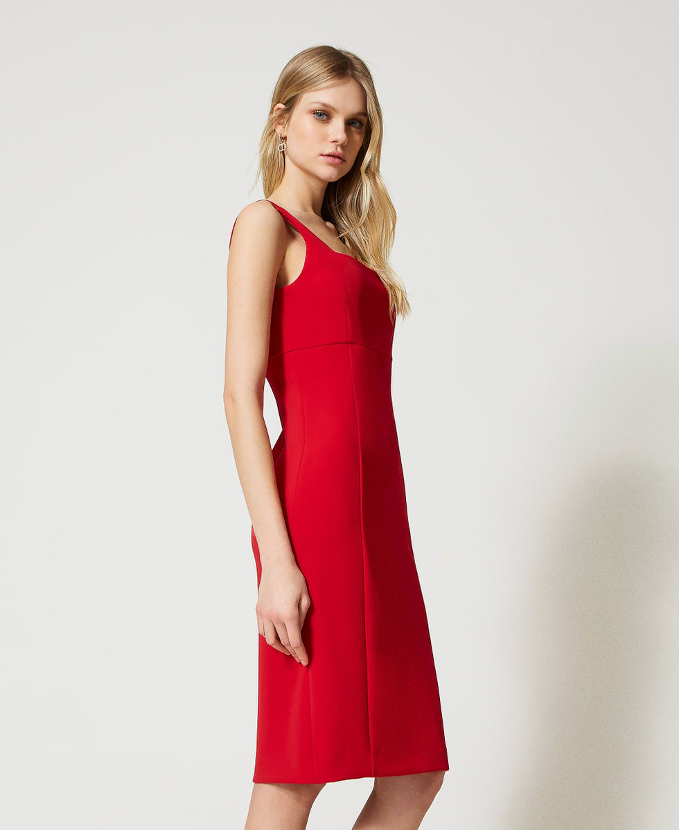 Robe ajust&eacute;e en cr&ecirc;pe cady Rouge Coquelicot Femme 231TP2771_00456_07