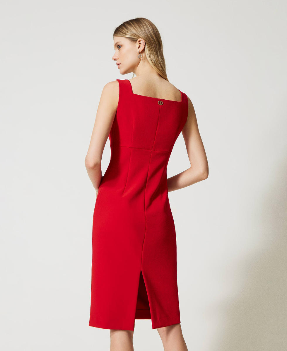 Robe ajust&eacute;e en cr&ecirc;pe cady Rouge Coquelicot Femme 231TP2771_00456_08