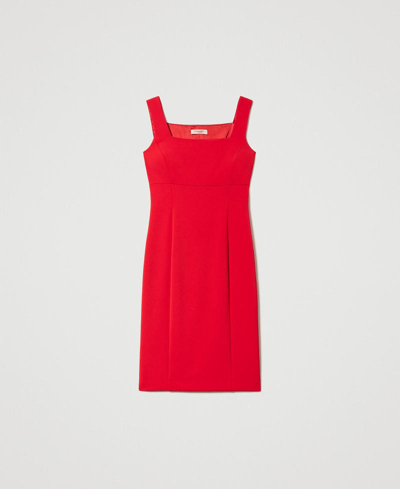 Figurbetontes Kleid aus elastischem Krepp Rot Mohn Frau 231TP2771-0S
