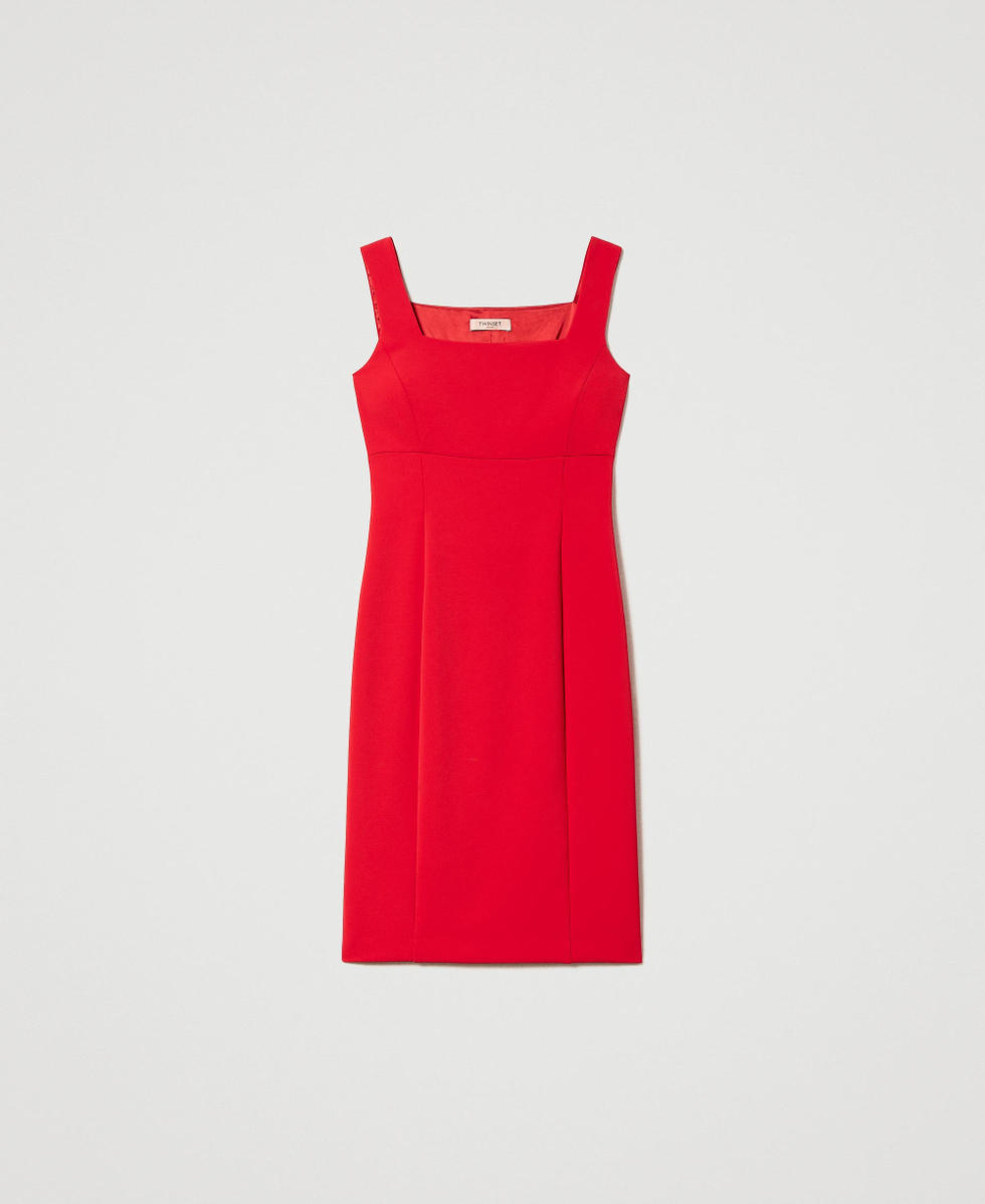 Robe ajust&eacute;e en cr&ecirc;pe cady Rouge Coquelicot Femme 231TP2771_00456_S0