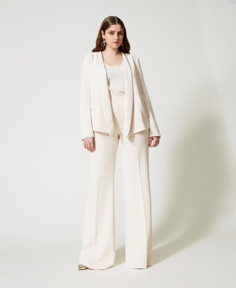 Flared crêpe cady trousers with pleats Ivory Woman 231TP2773-02