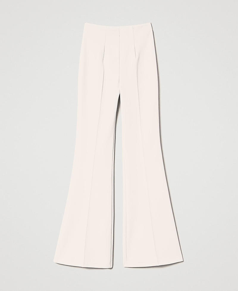Flared crêpe cady trousers with pleats Ivory Woman 231TP2773-0S