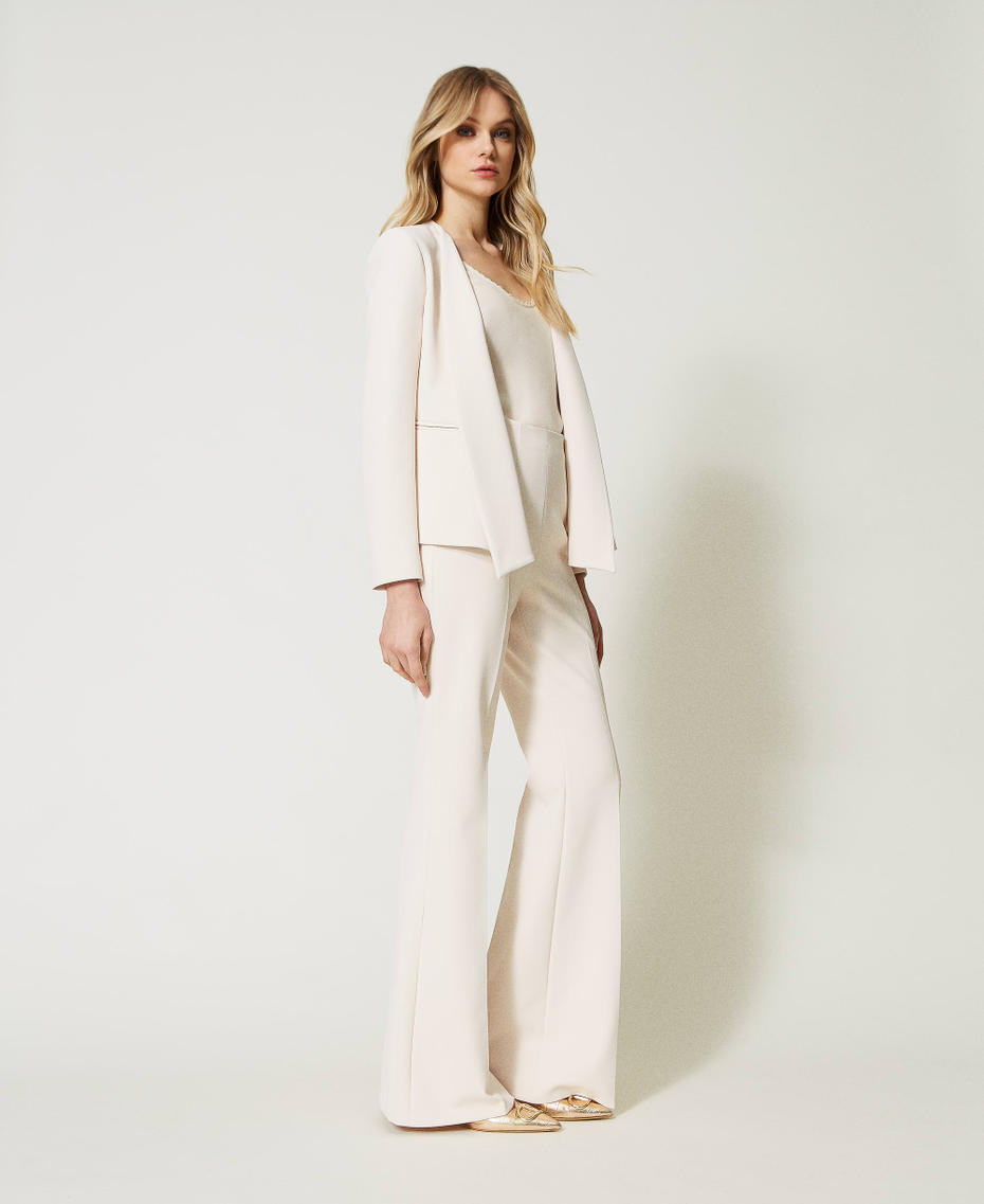 Flared crêpe cady trousers with pleats Ivory Woman 231TP2773-0T