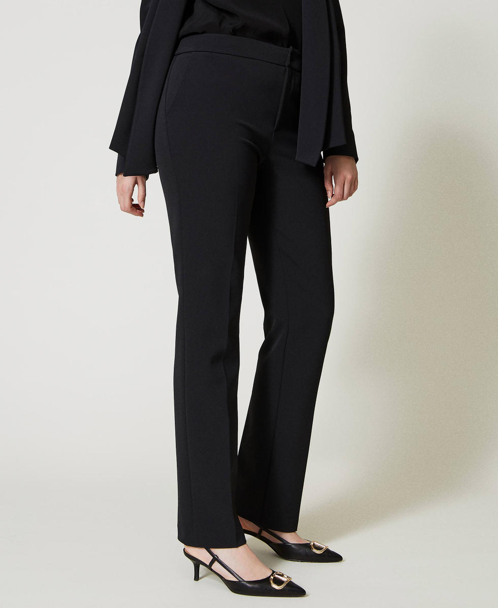 Pantalon cigarette en crepe cady Femme Noir TWINSET Milano