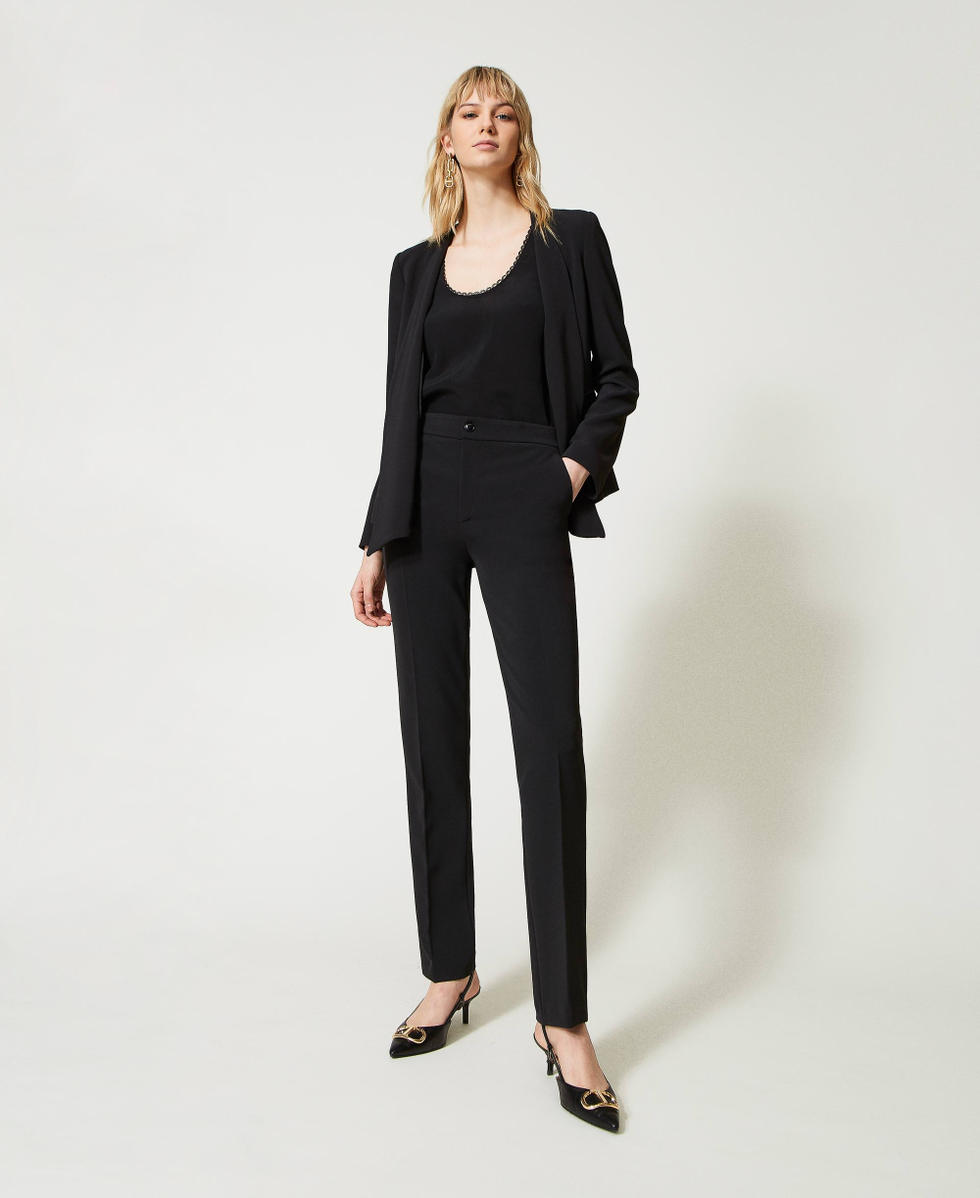 Cr pe cady cigarette trousers Woman Black TWINSET Milano