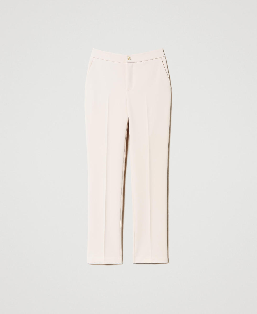 Pantaloni a sigaretta in cady cr&ecirc;pe