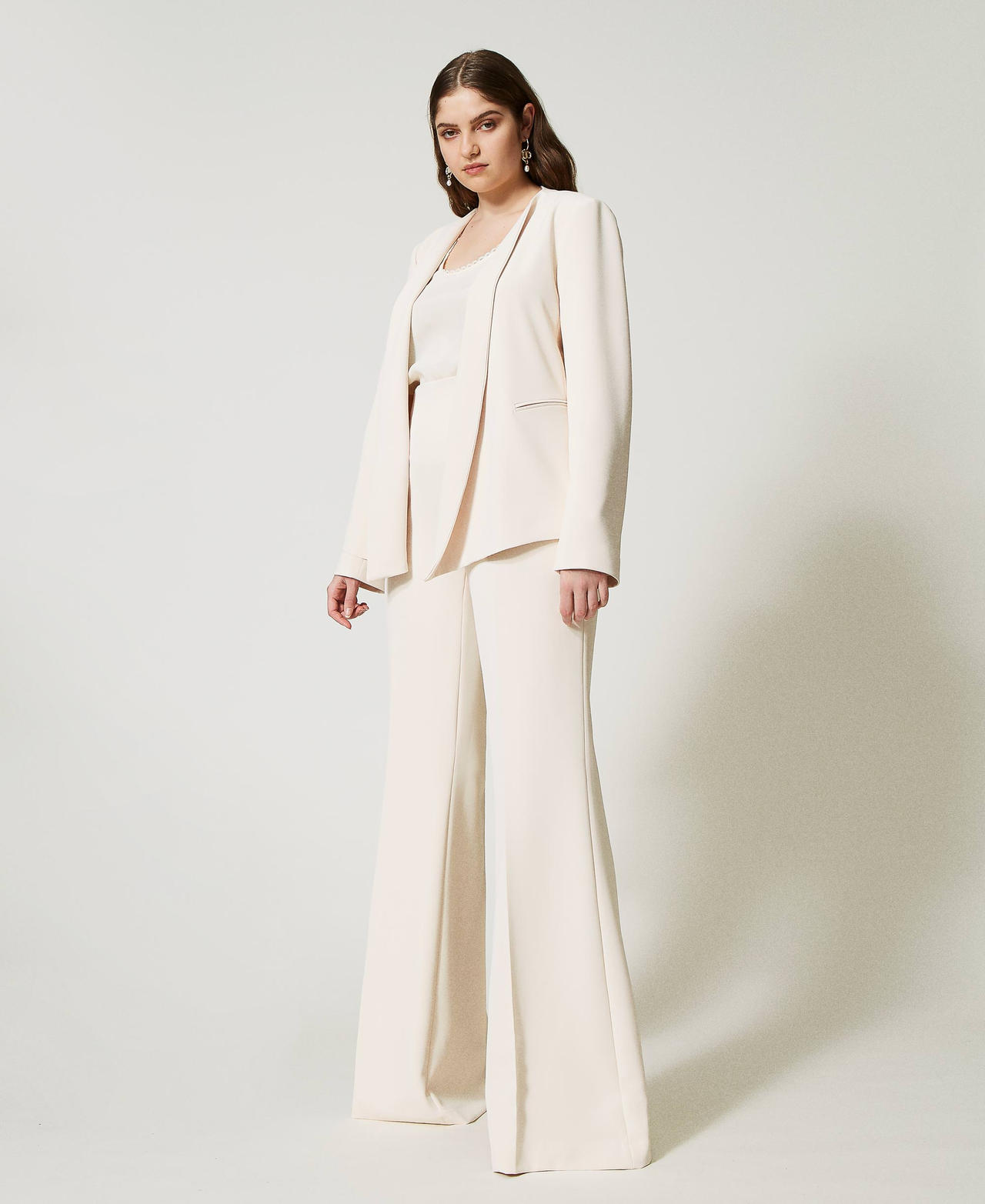 Crêpe cady open blazer Ivory Woman 231TP2775_00018_02