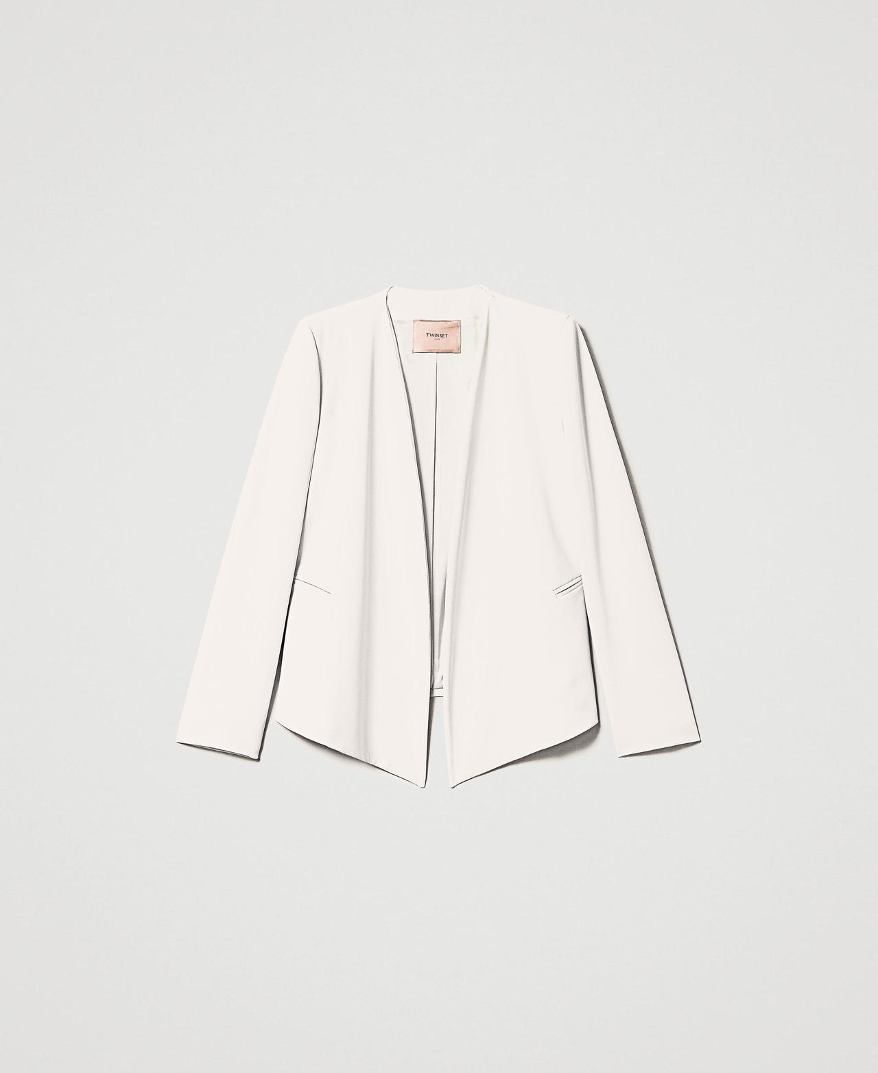 Blazer Femme Donna Karan Blanc En Crêpe De Lin - Taille 4, 2 Boutons, Neuf Avec étiquettes