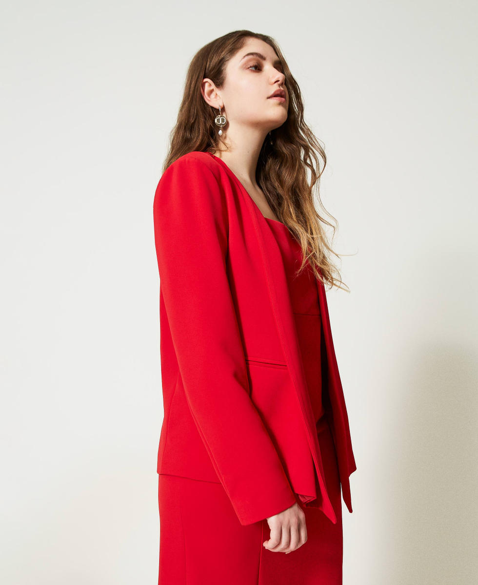 Red crepe blazer hot sale