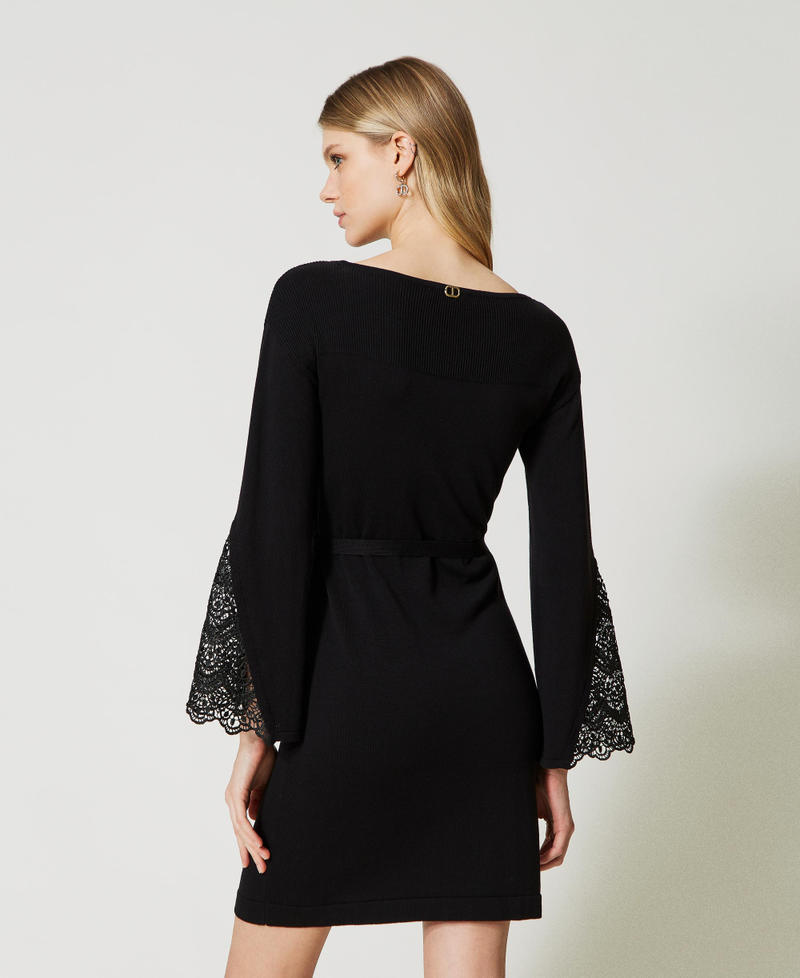 Платье со вставками из кружева макраме Черный женщина 231TP3041-04