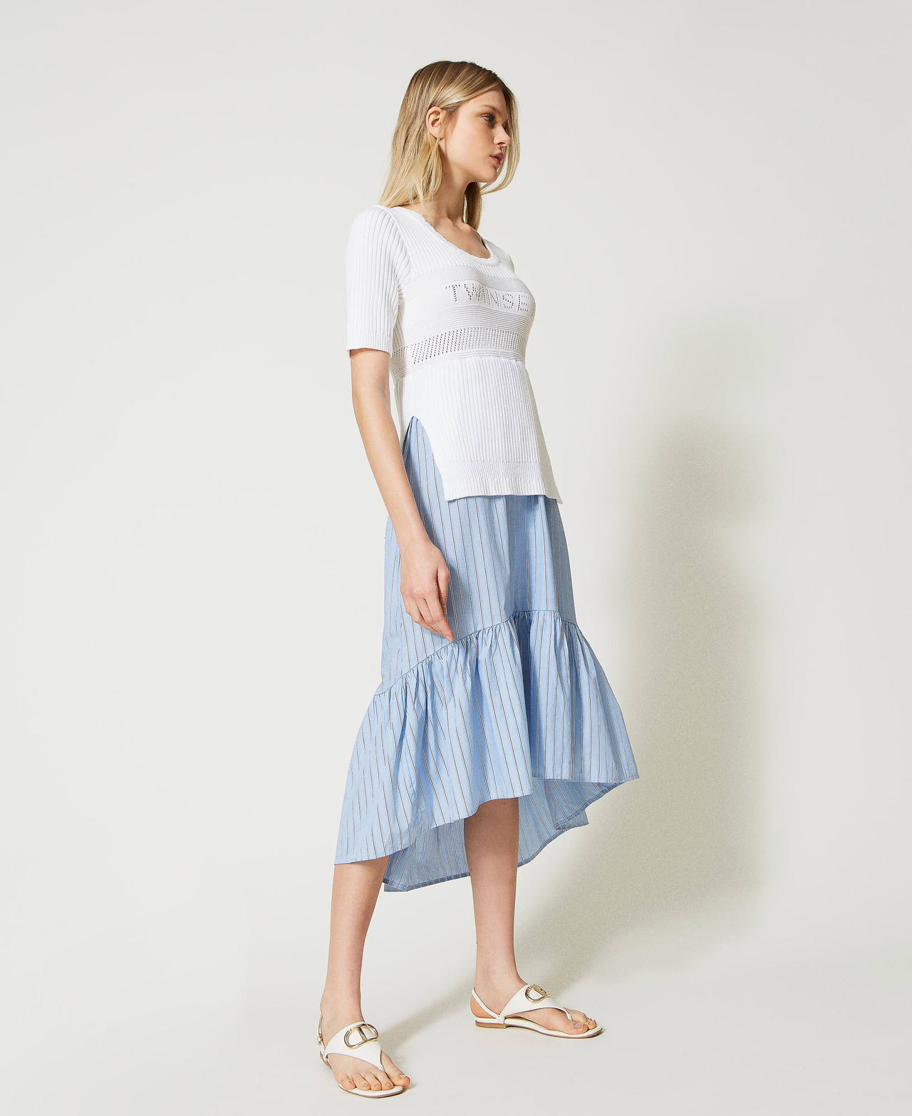 Robe en maille et popeline avec logo