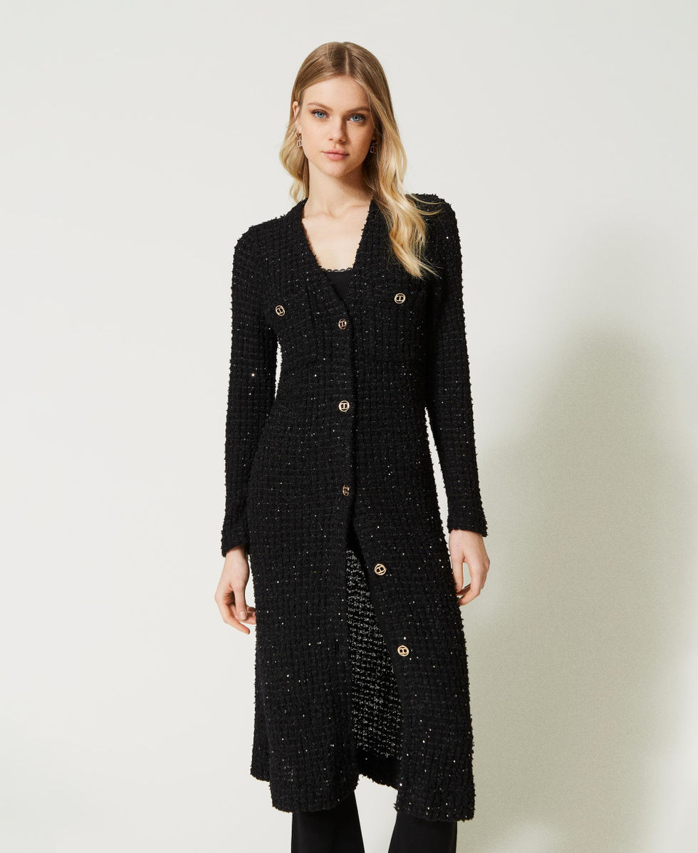 Cardigan-robe jacquard avec sequins