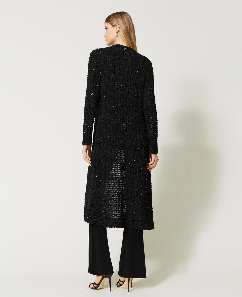 Cardigan-abito jacquard con paillettes