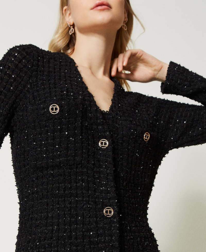 Cardigan-abito jacquard con paillettes