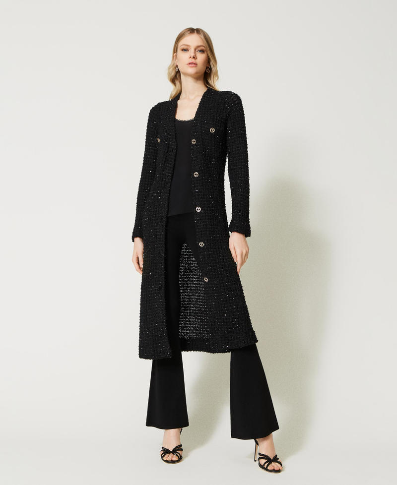 Cardigan-abito jacquard con paillettes