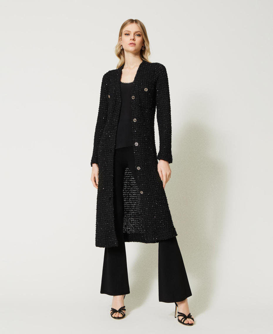 Cardigan-abito jacquard con paillettes