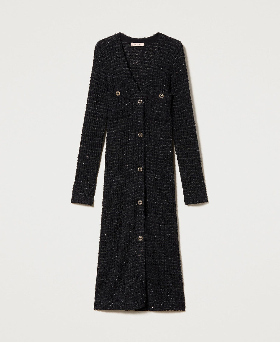 Cardigan-abito jacquard con paillettes