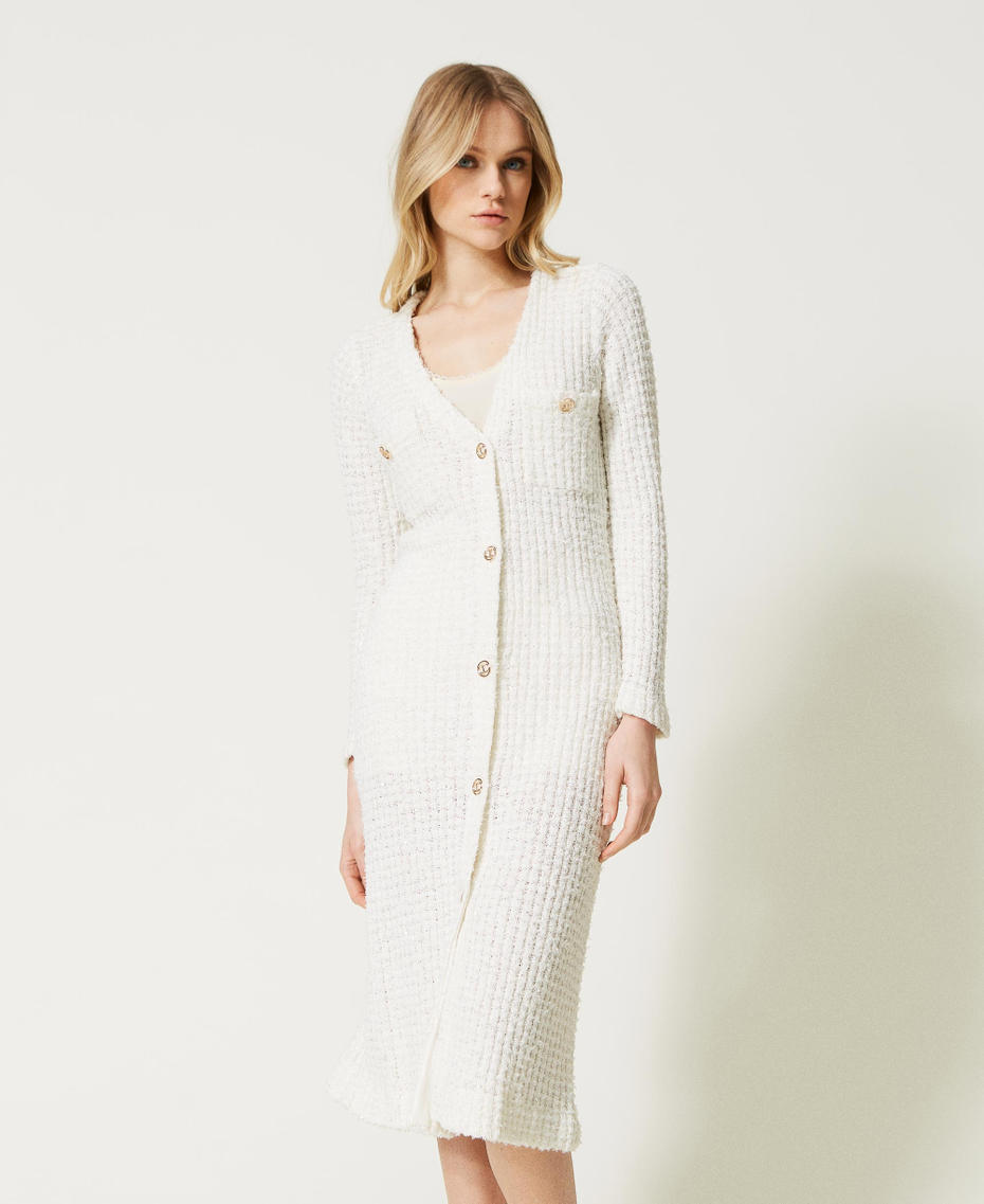 Jacquard cardi-dress with sequins White Snow Woman 231TP3080-05