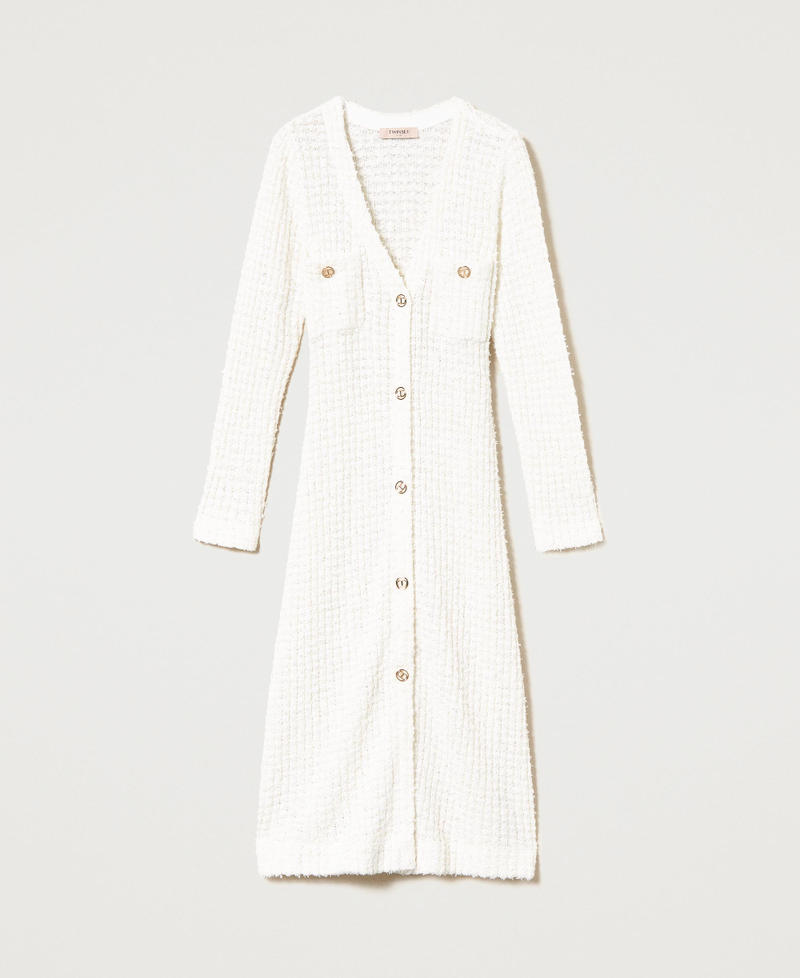 Jacquard cardi-dress with sequins White Snow Woman 231TP3080-0S