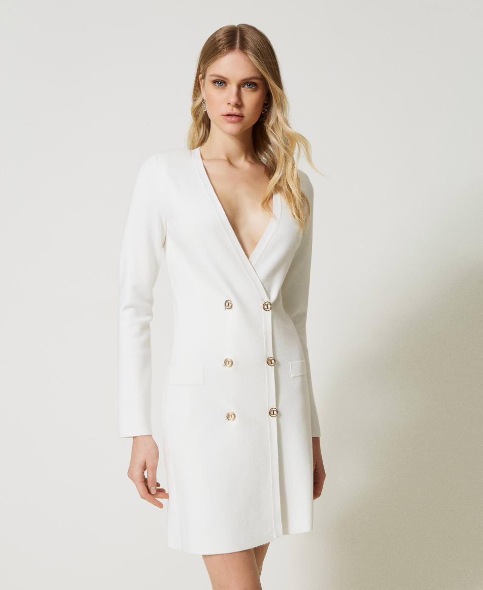 White double outlet breasted coat dress