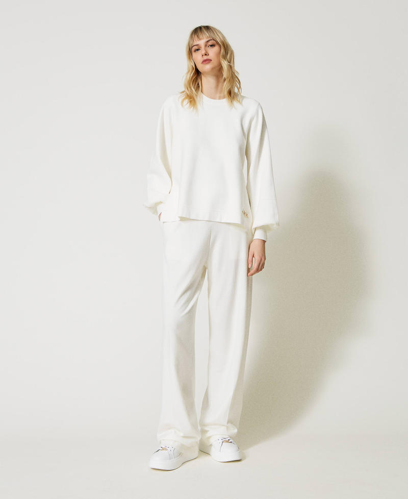 Wide fit knit trousers White Snow Woman 231TP3102-01