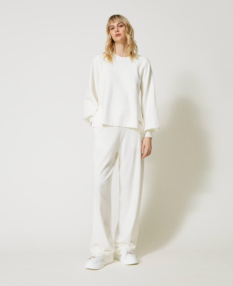 Wide fit knit trousers