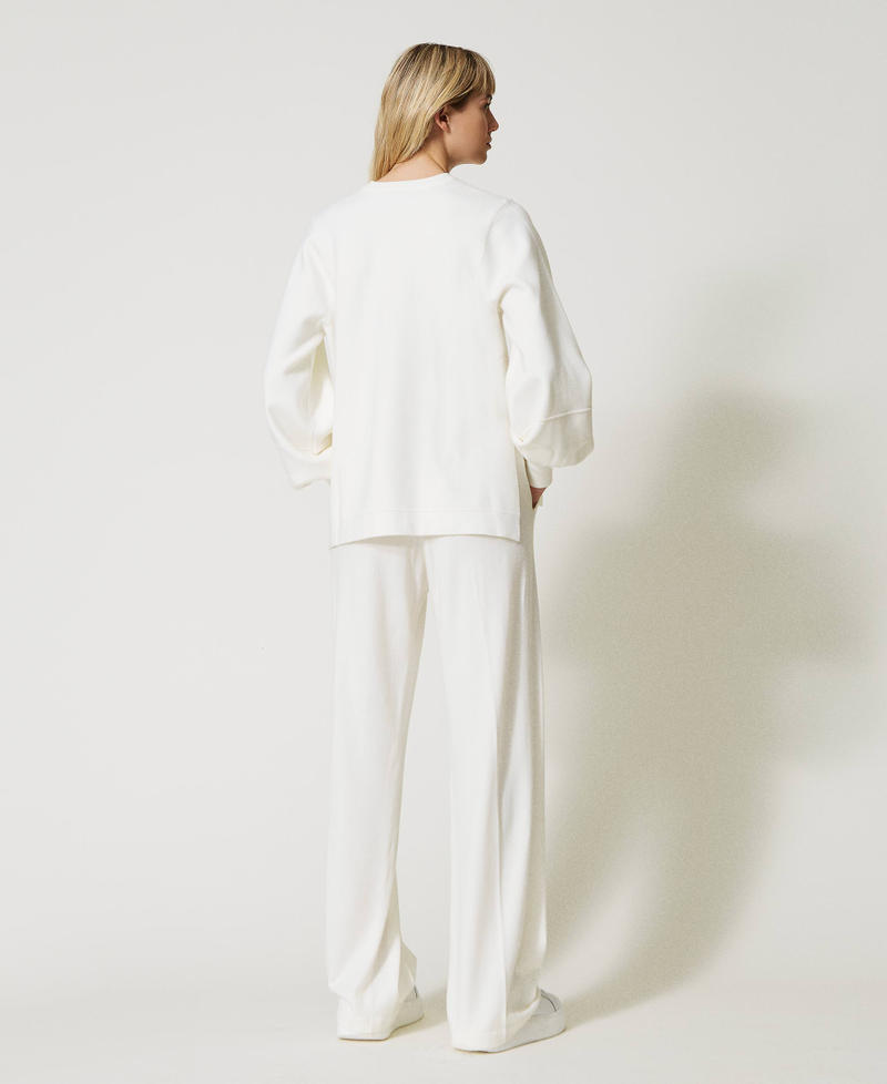 Wide fit knit trousers White Snow Woman 231TP3102-03
