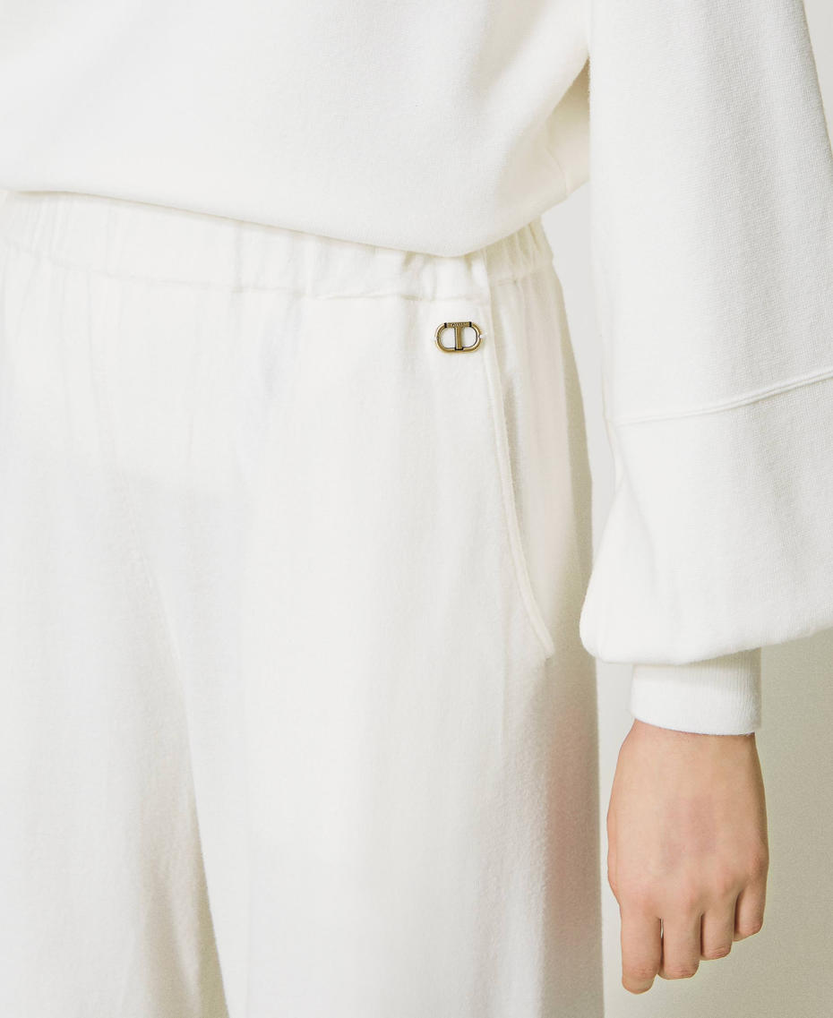 Pantaloni wide fit in maglia Bianco Neve Donna 231TP3102-04