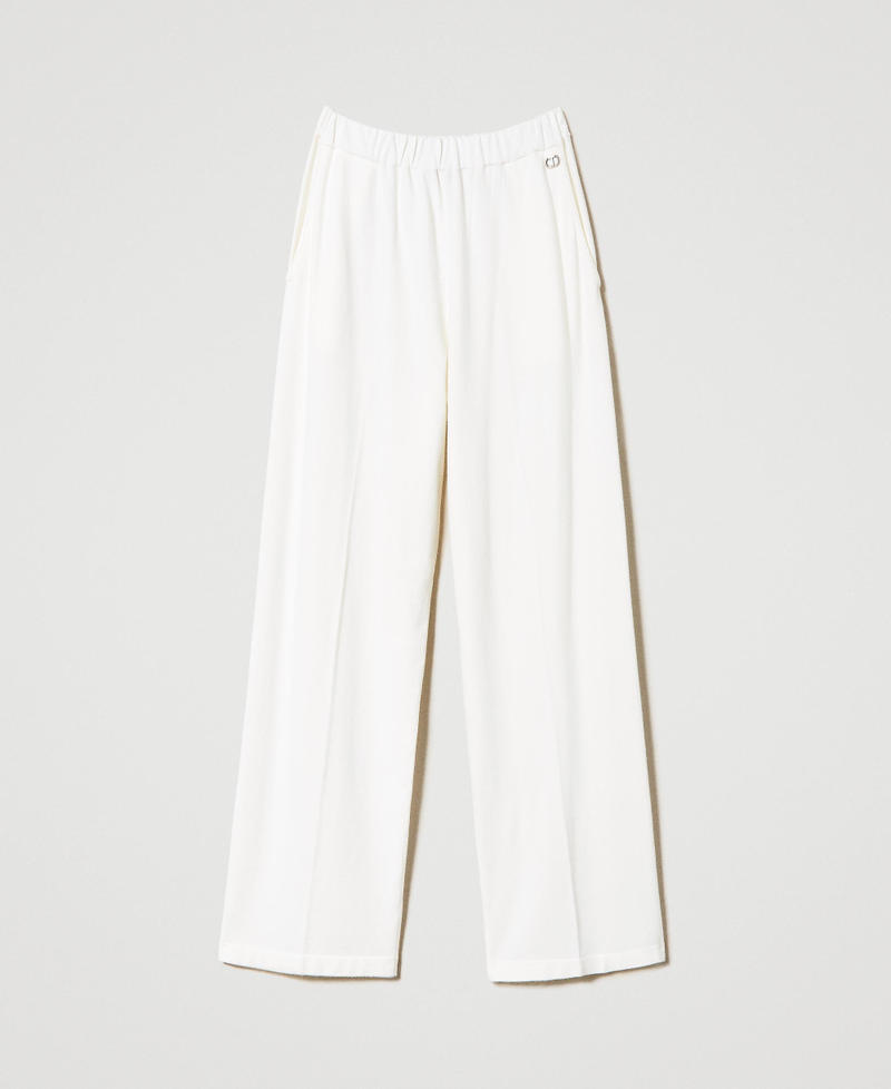 Pantaloni wide fit in maglia Bianco Neve Donna 231TP3102-0S