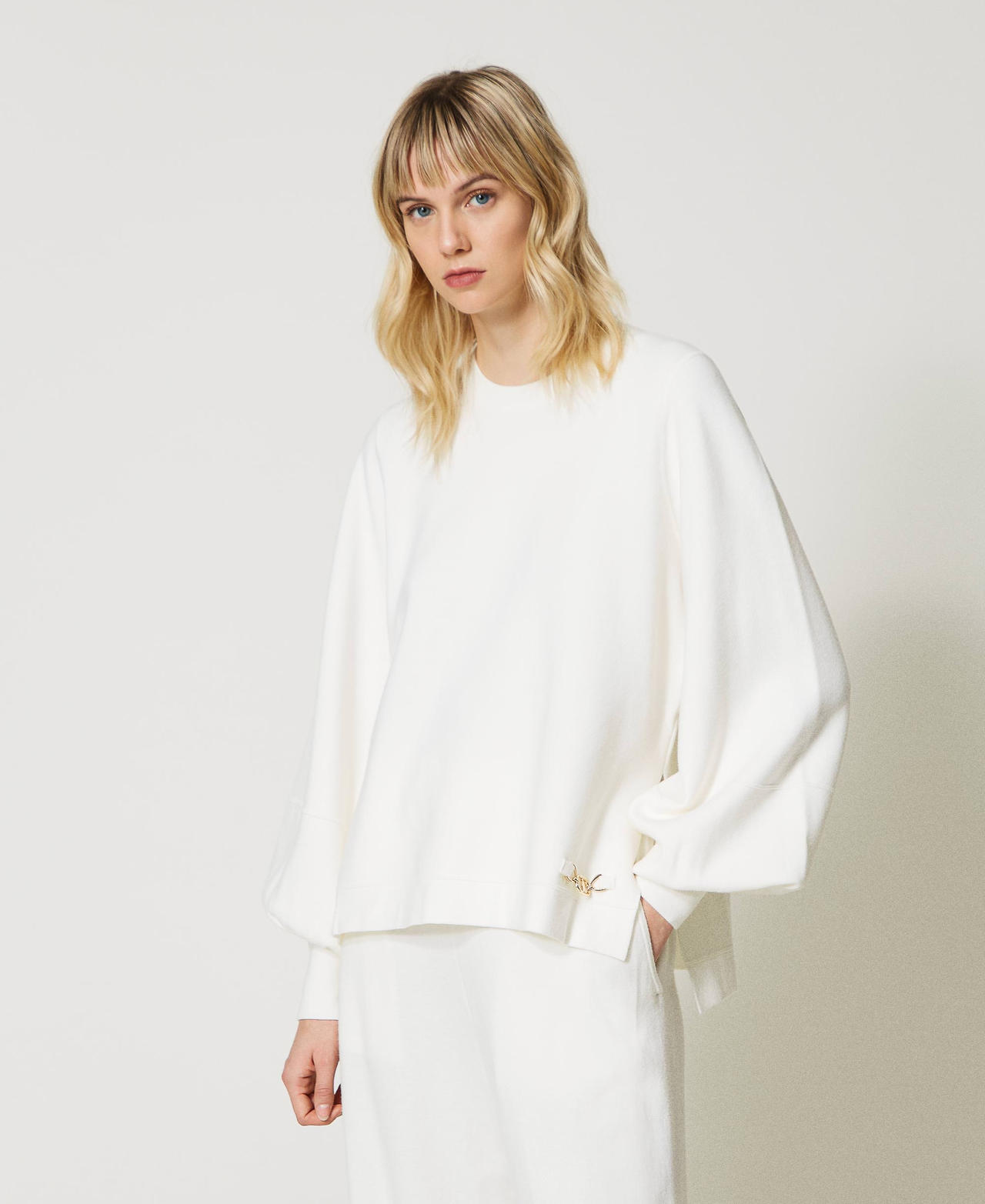 Maglia con spacchi laterali Donna Bianco TWINSET Milano