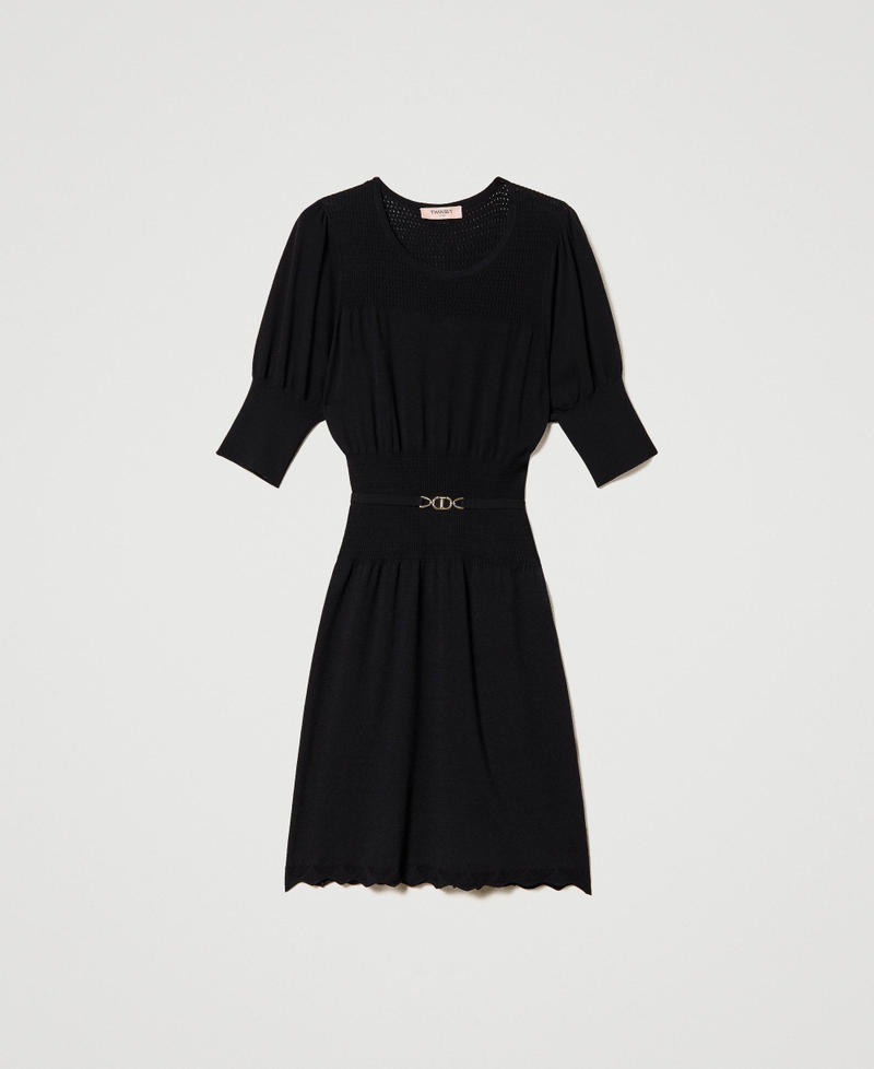 Knit dress with Oval t belt Black Woman 231TP3142-0S