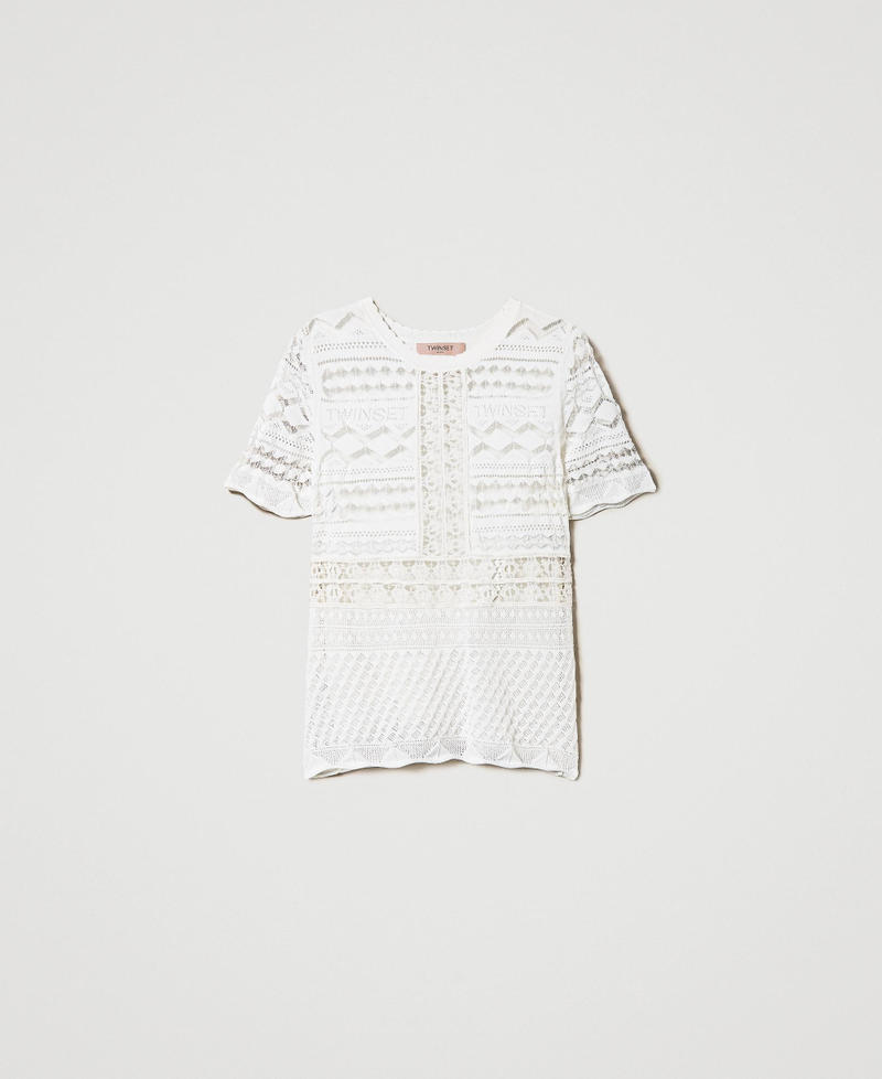 Fitted jumper with lace stitch