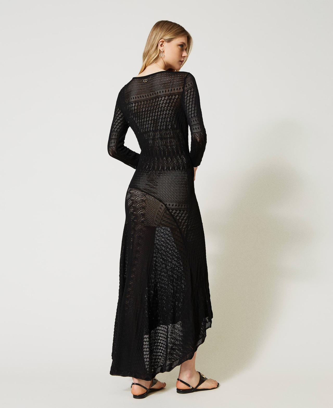 Long lace stitch dress Black Woman 231TP3163-03